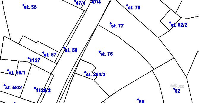 Parcela st. 76 v KÚ Blšany, Katastrální mapa
