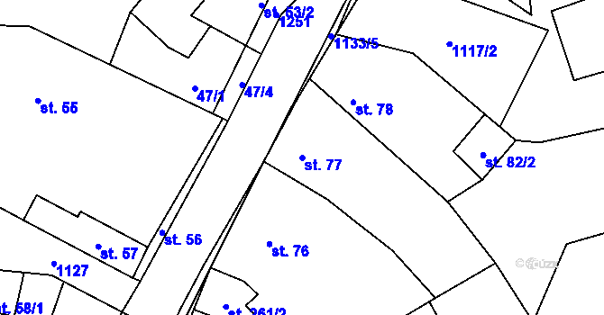 Parcela st. 77 v KÚ Blšany, Katastrální mapa