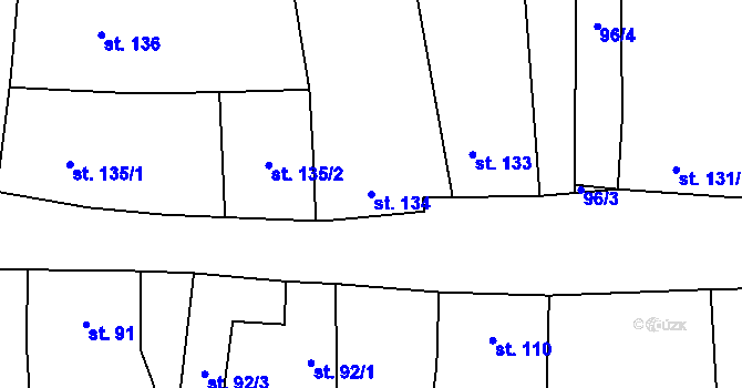 Parcela st. 134 v KÚ Blšany, Katastrální mapa