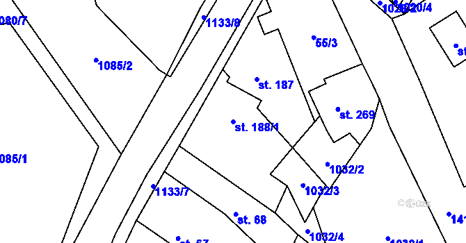 Parcela st. 188/1 v KÚ Blšany, Katastrální mapa