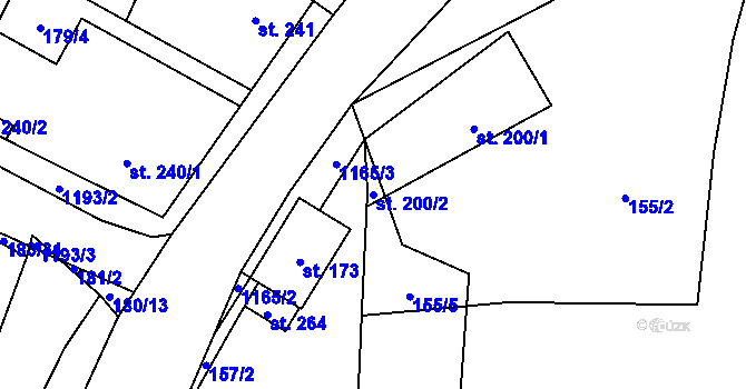 Parcela st. 200/2 v KÚ Blšany, Katastrální mapa