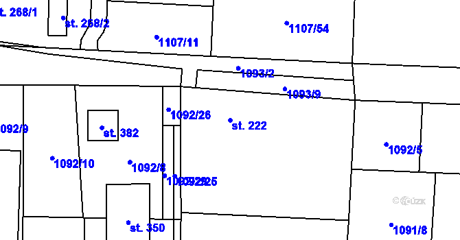 Parcela st. 222 v KÚ Blšany, Katastrální mapa