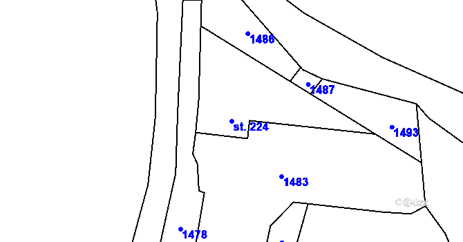 Parcela st. 224 v KÚ Blšany, Katastrální mapa