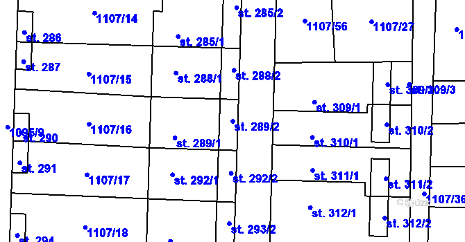 Parcela st. 289/2 v KÚ Blšany, Katastrální mapa