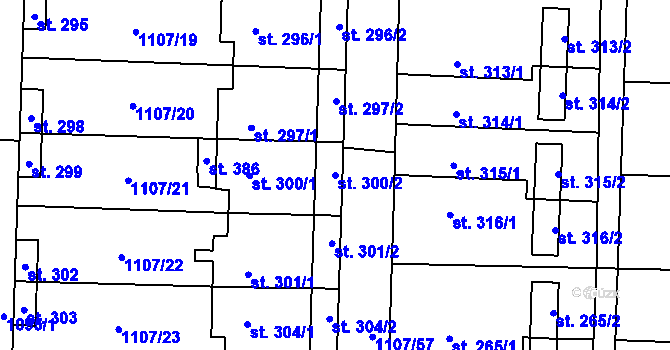 Parcela st. 300/2 v KÚ Blšany, Katastrální mapa