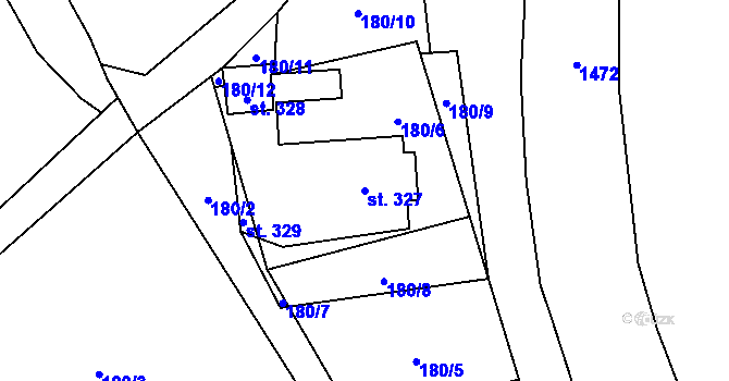Parcela st. 327 v KÚ Blšany, Katastrální mapa