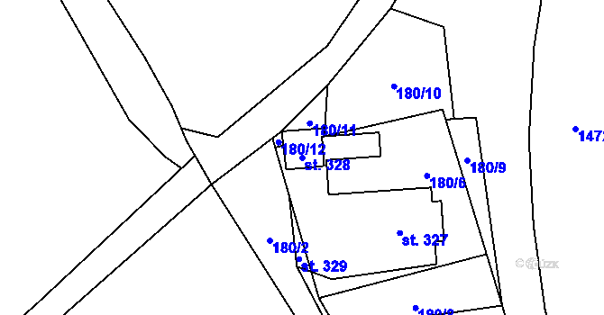 Parcela st. 328 v KÚ Blšany, Katastrální mapa