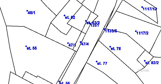 Parcela st. 47/4 v KÚ Blšany, Katastrální mapa