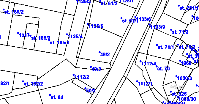Parcela st. 49/2 v KÚ Blšany, Katastrální mapa