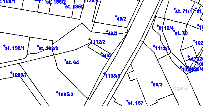 Parcela st. 50/2 v KÚ Blšany, Katastrální mapa