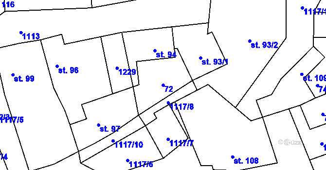 Parcela st. 72 v KÚ Blšany, Katastrální mapa