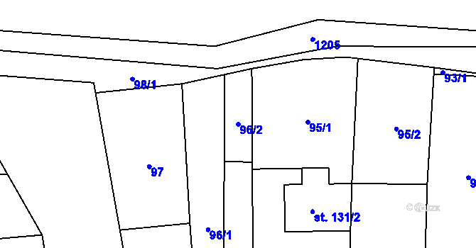 Parcela st. 96/2 v KÚ Blšany, Katastrální mapa