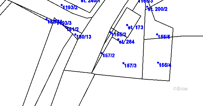 Parcela st. 157/2 v KÚ Blšany, Katastrální mapa