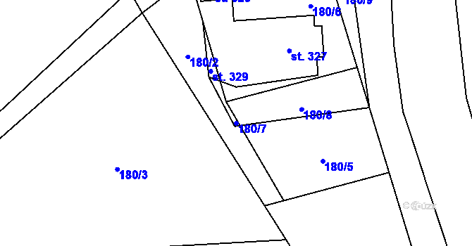 Parcela st. 180/7 v KÚ Blšany, Katastrální mapa