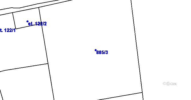 Parcela st. 885/3 v KÚ Blšany, Katastrální mapa