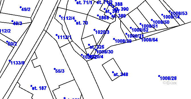 Parcela st. 1008/30 v KÚ Blšany, Katastrální mapa