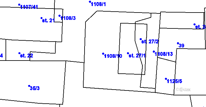 Parcela st. 1108/10 v KÚ Blšany, Katastrální mapa