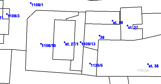 Parcela st. 1108/13 v KÚ Blšany, Katastrální mapa