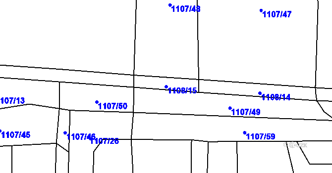 Parcela st. 1108/15 v KÚ Blšany, Katastrální mapa