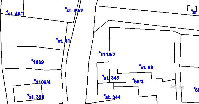 Parcela st. 1114/2 v KÚ Blšany, Katastrální mapa