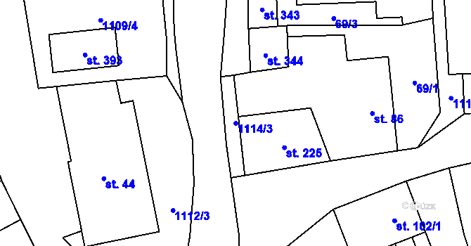 Parcela st. 1114/3 v KÚ Blšany, Katastrální mapa