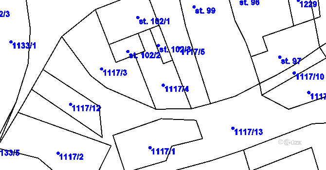 Parcela st. 1117/4 v KÚ Blšany, Katastrální mapa