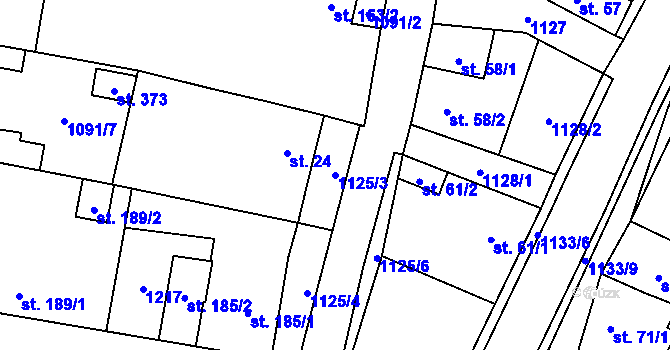 Parcela st. 1125/3 v KÚ Blšany, Katastrální mapa