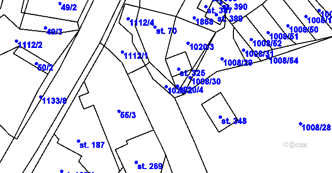 Parcela st. 1028/2 v KÚ Blšany, Katastrální mapa