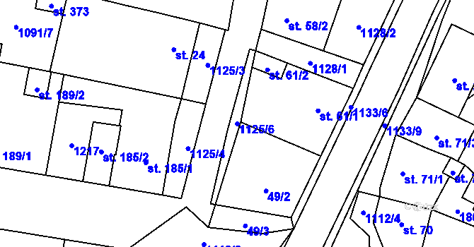 Parcela st. 1125/6 v KÚ Blšany, Katastrální mapa