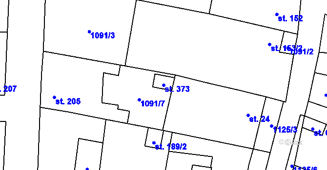 Parcela st. 373 v KÚ Blšany, Katastrální mapa