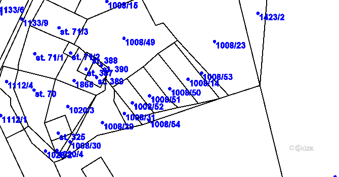 Parcela st. 1008/50 v KÚ Blšany, Katastrální mapa