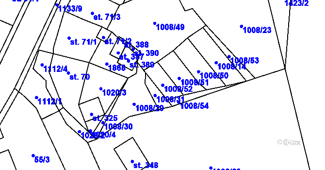 Parcela st. 1008/52 v KÚ Blšany, Katastrální mapa