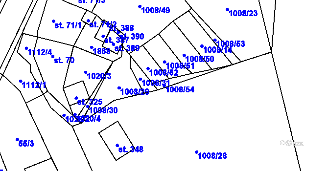 Parcela st. 1008/54 v KÚ Blšany, Katastrální mapa