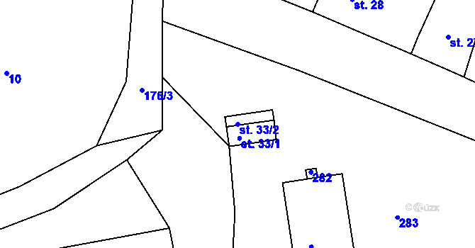 Parcela st. 33/2 v KÚ Stachov u Blšan, Katastrální mapa