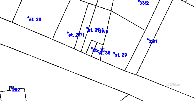 Parcela st. 36 v KÚ Stachov u Blšan, Katastrální mapa