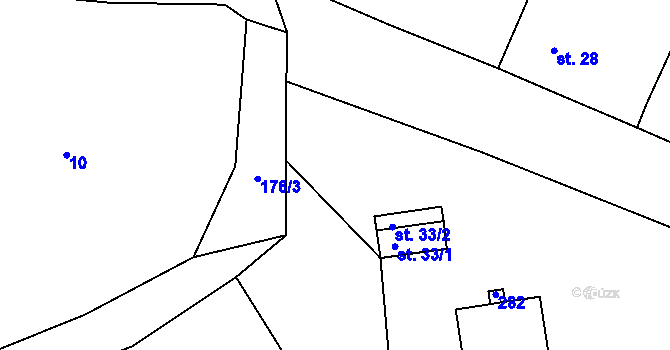 Parcela st. 32/2 v KÚ Stachov u Blšan, Katastrální mapa