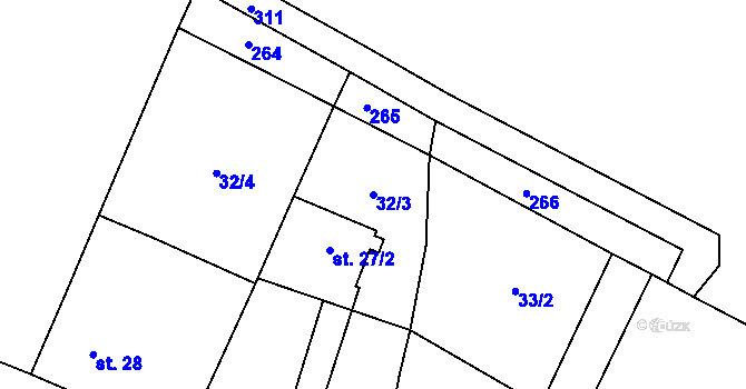 Parcela st. 32/3 v KÚ Stachov u Blšan, Katastrální mapa