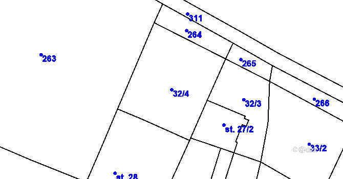 Parcela st. 32/4 v KÚ Stachov u Blšan, Katastrální mapa
