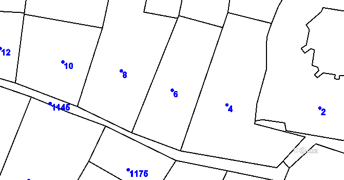 Parcela st. 6 v KÚ Blučina, Katastrální mapa