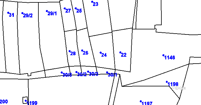 Parcela st. 24 v KÚ Blučina, Katastrální mapa