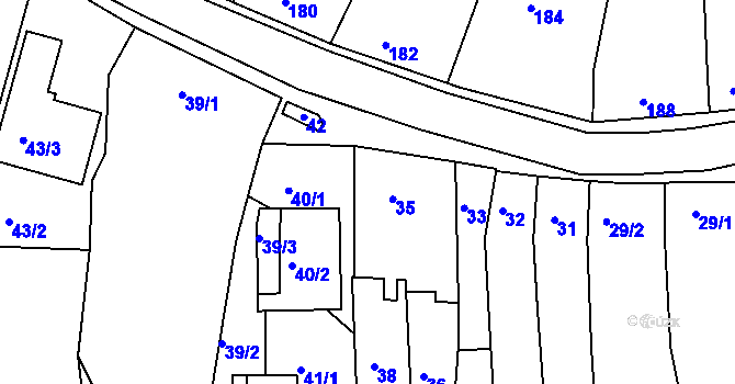 Parcela st. 37 v KÚ Blučina, Katastrální mapa