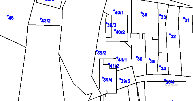 Parcela st. 39/2 v KÚ Blučina, Katastrální mapa