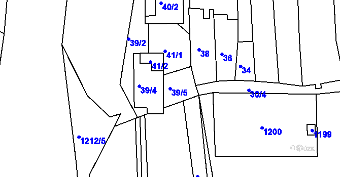Parcela st. 39/5 v KÚ Blučina, Katastrální mapa