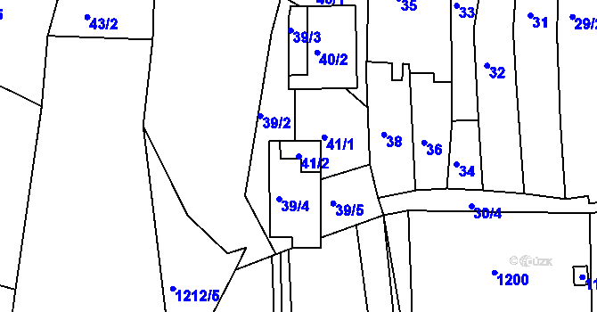 Parcela st. 41/2 v KÚ Blučina, Katastrální mapa