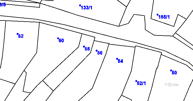 Parcela st. 56 v KÚ Blučina, Katastrální mapa