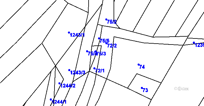 Parcela st. 72 v KÚ Blučina, Katastrální mapa