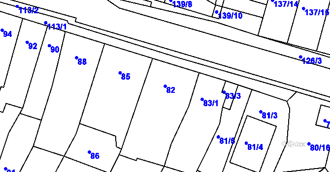 Parcela st. 82 v KÚ Blučina, Katastrální mapa