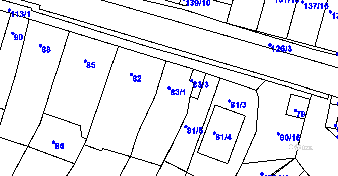 Parcela st. 83/1 v KÚ Blučina, Katastrální mapa