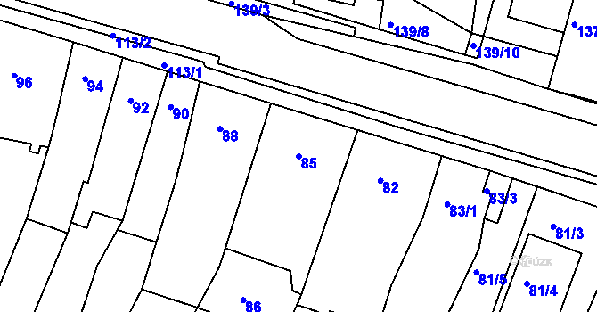Parcela st. 85 v KÚ Blučina, Katastrální mapa