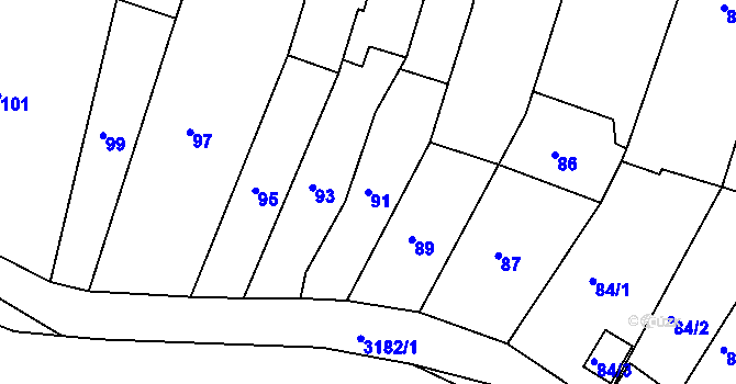 Parcela st. 91 v KÚ Blučina, Katastrální mapa